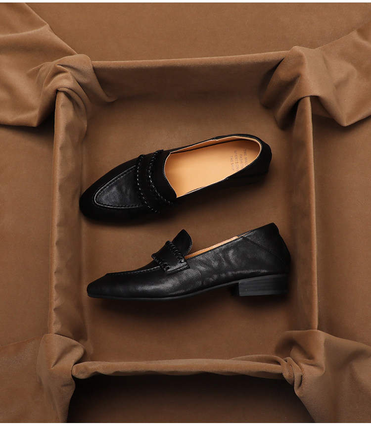Women'S Shoes Peep Toe - SHOEBOX Retro zachte loafers van schapenvacht,