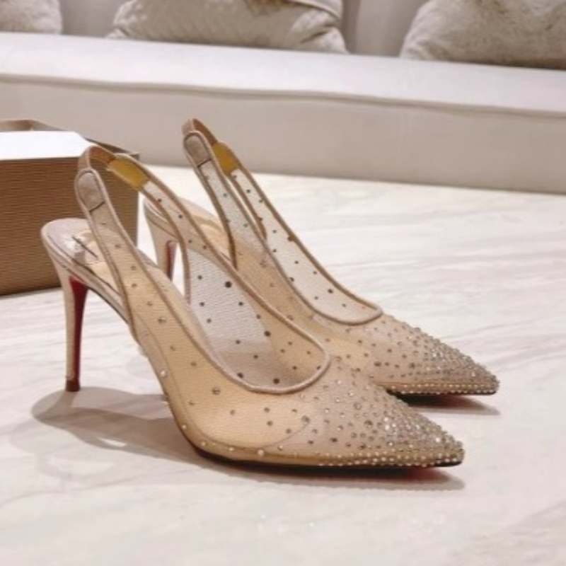 Platform Mule Heel - Mesh strass achterkant open stiletto dames