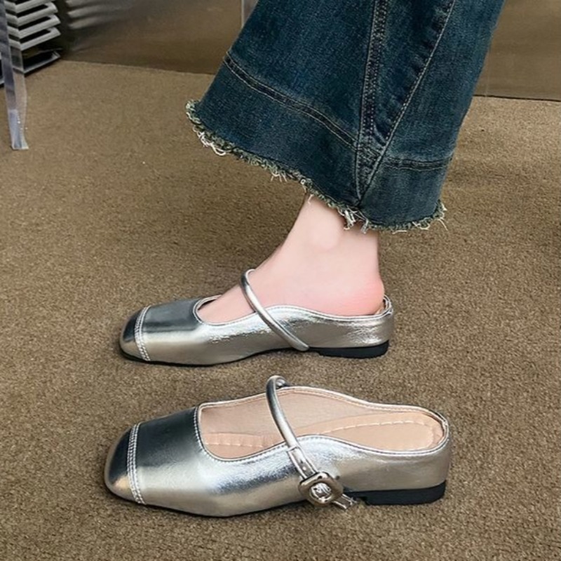 Slip On Mule Flat - Franse-inspiratie gesloten muiltjes voor dames, platte