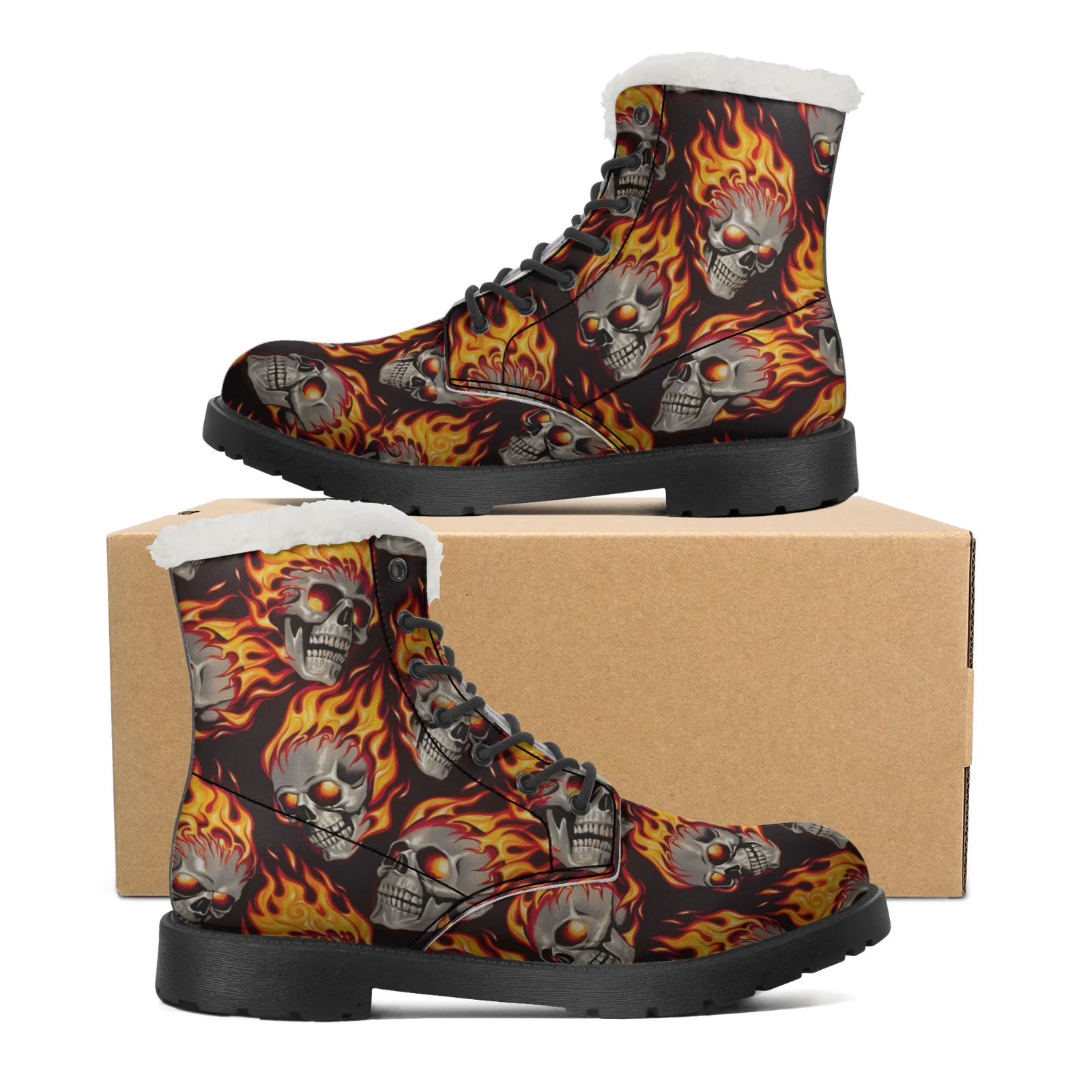Women Shoes Us To Eu - Sneeuwlaarzen met vuurschedelpatronen voor heren en