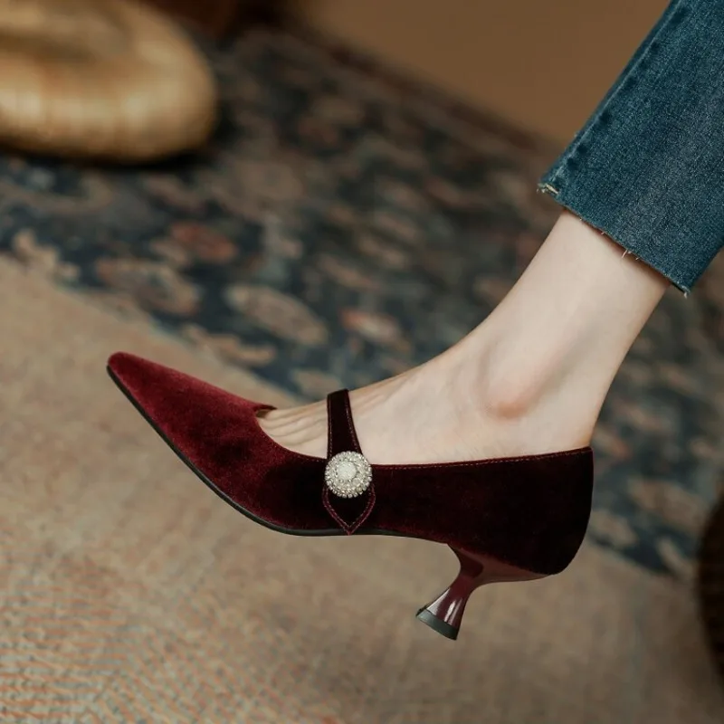 Women Shoes Size - Wijnrode Mary Jane schoenen met puntige