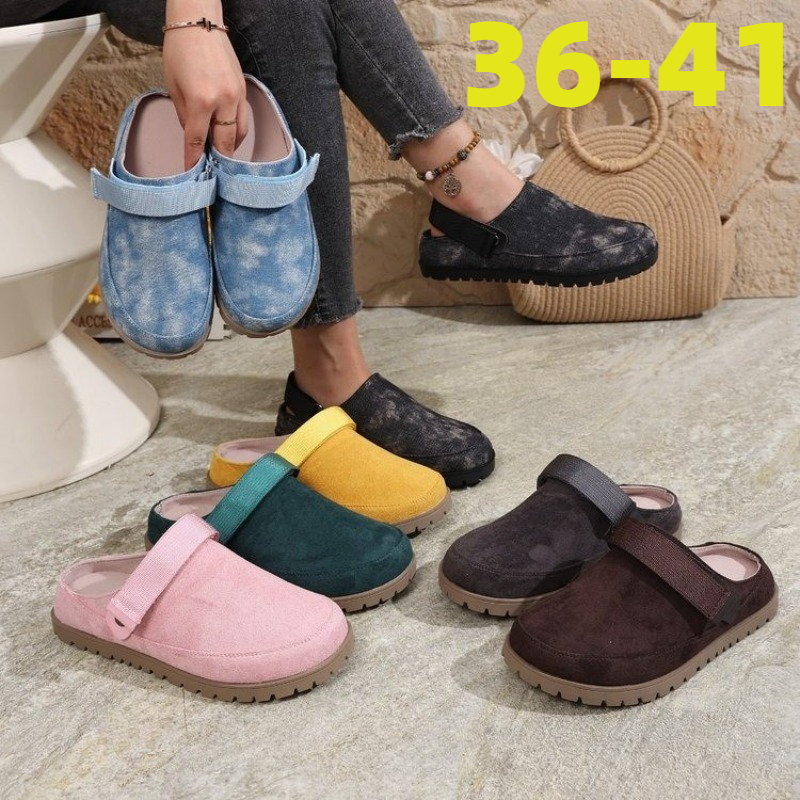Slip On Mule Flat - Nieuwe dames suède muiltjes multicolor gespsluiting