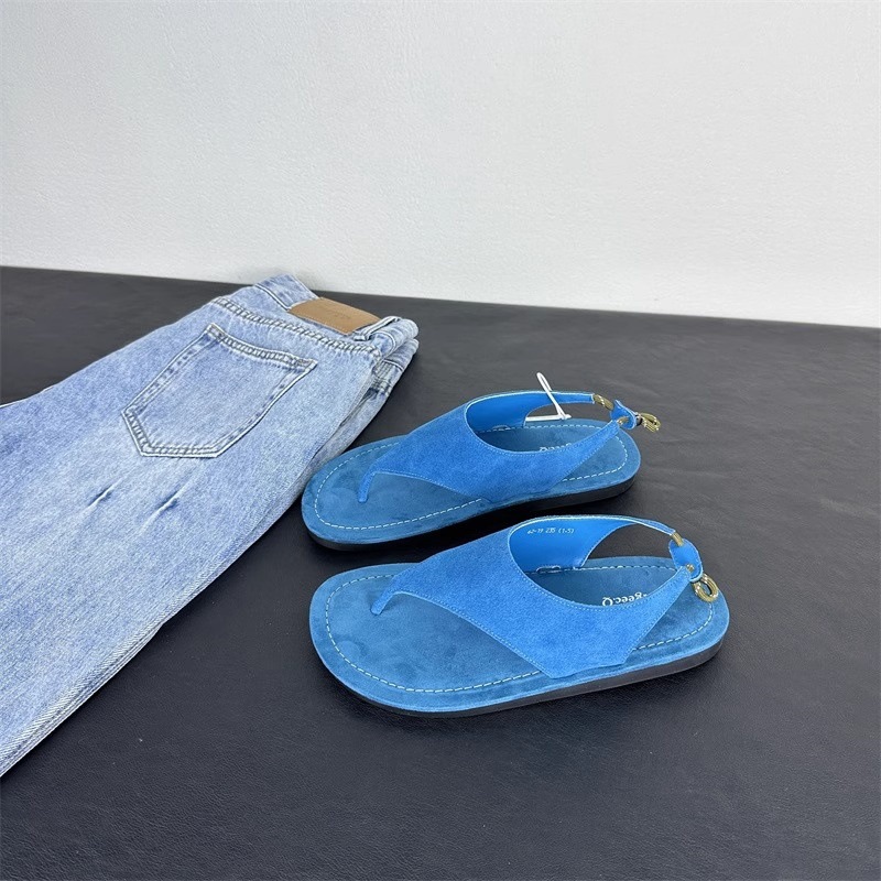 Thong Flat Sandal - Koreaanse minimalistische suède slingback teenslippers dames