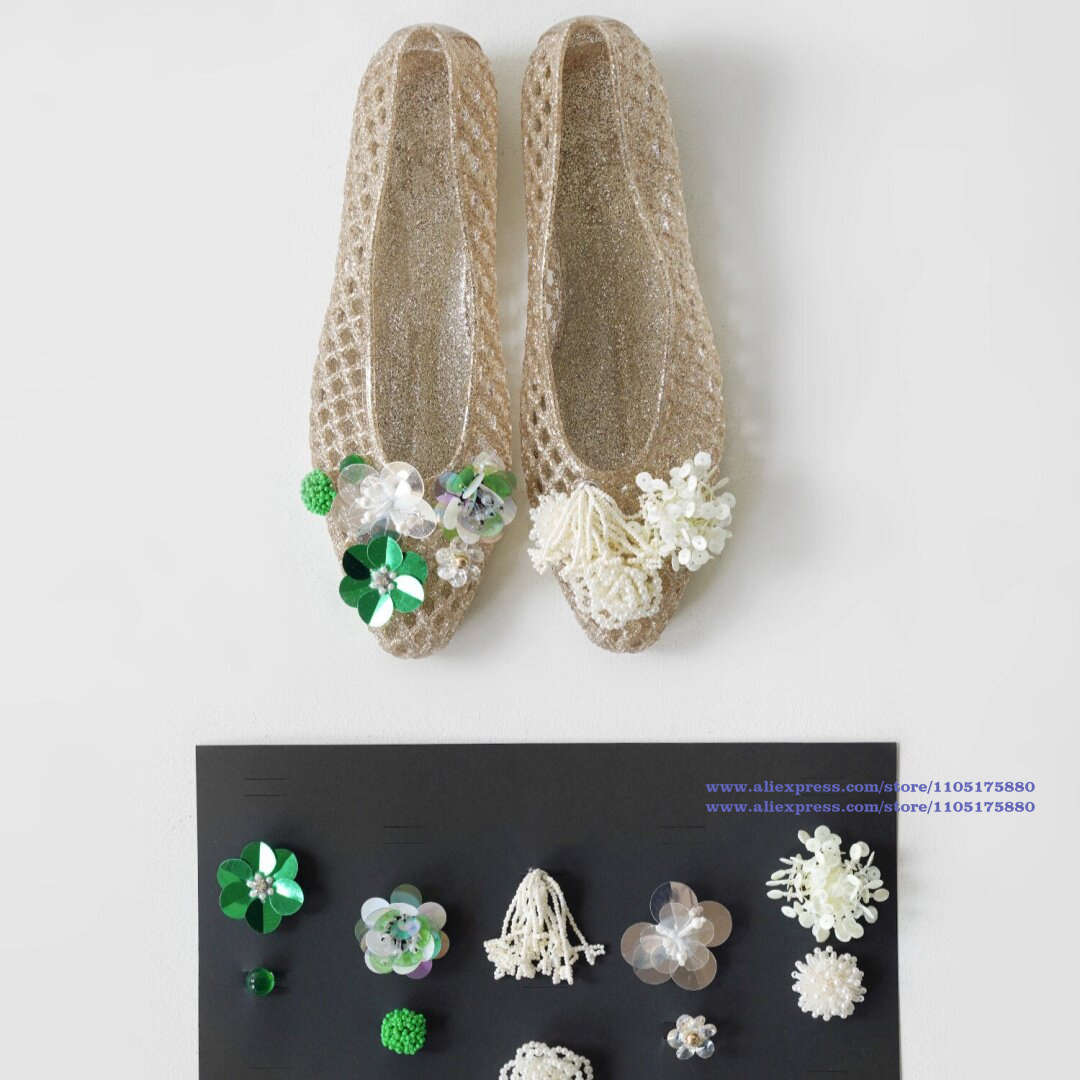 Slip On Mule Flat - Glimmende gouden holle jelly flats met