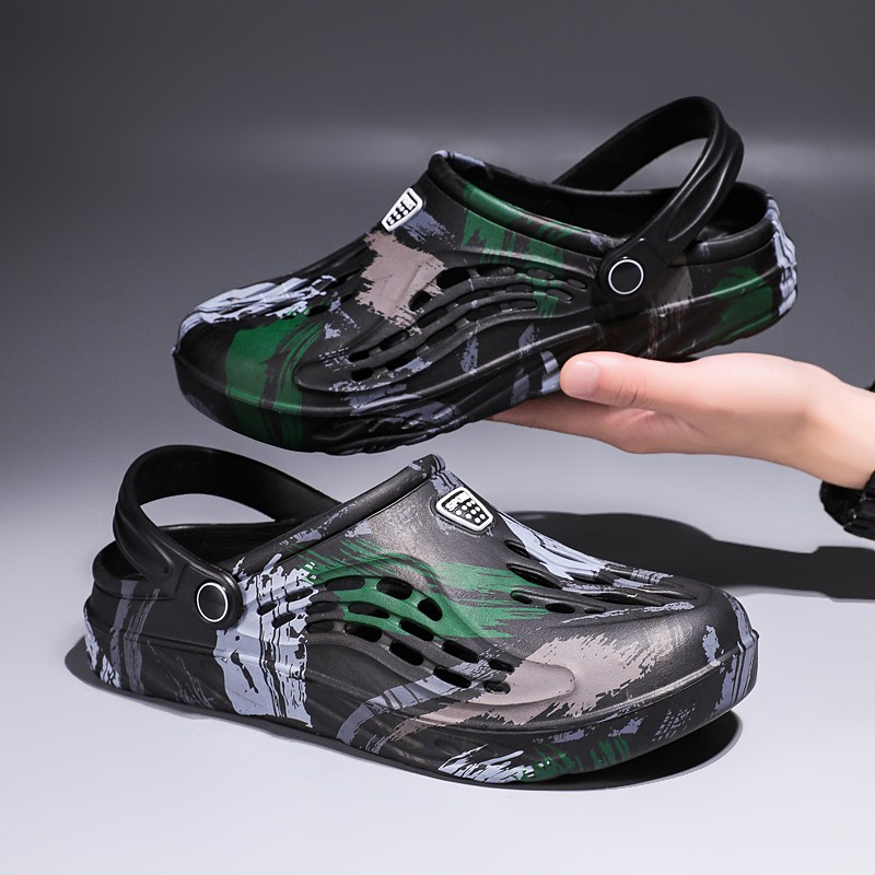 Croc Style Clog - Herensandalen voor de zomer met camouflage-graffiti,