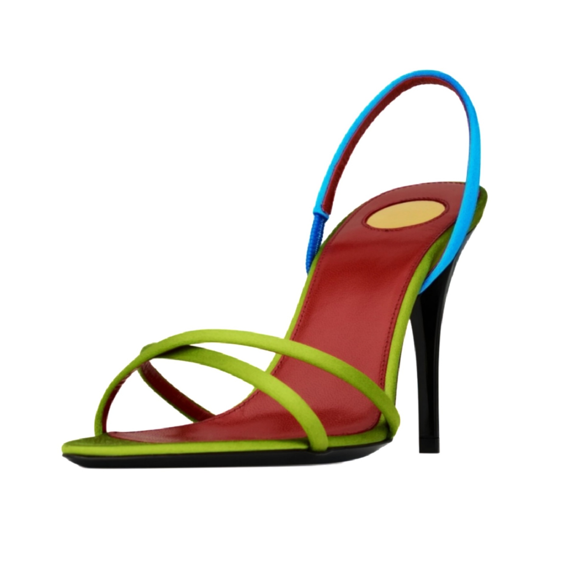 Platform Mule Heel - Dames sandalen met kleurblokken, satijn, gekruiste