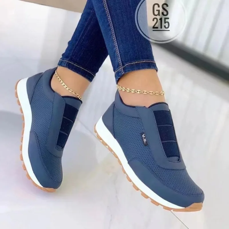 Women'S Shoes Navy Blue - Casual instapsneakers voor dames, ademende, geperforeerde