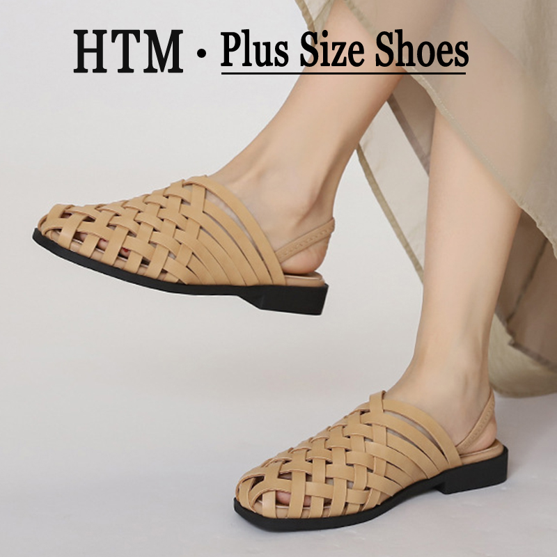 Slip On Mule Flat - Handgemaakte geweven muiltjes, platte sandalen voor
