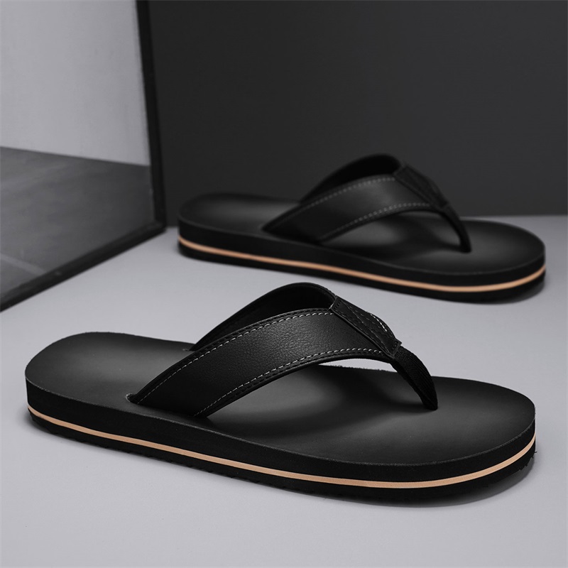 Thong Flat Sandal - Vintage gewassen kunstleren slippers voor heren,