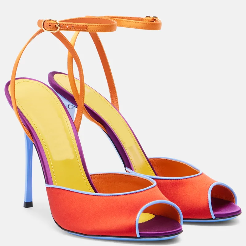 Satijn gemengde kleuren peep t - Women'S Shoes Peep Toe recensie en prijs