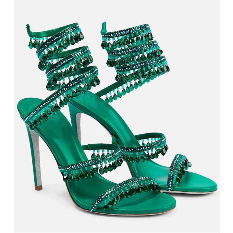 Sexy groene kristallen stilett - Women'S Shoes Peep Toe recensie en prijs