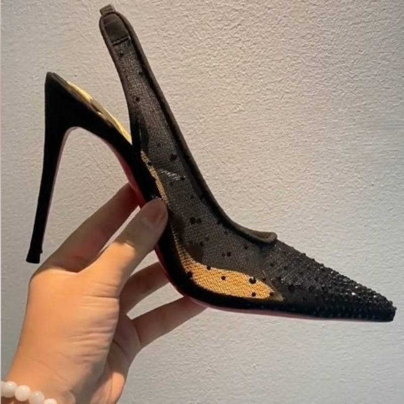 Mesh strass achterkant open st - Platform Mule Heel recensie en prijs