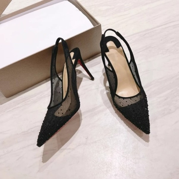 Mesh strass achterkant open st - Platform Mule Heel recensie en prijs