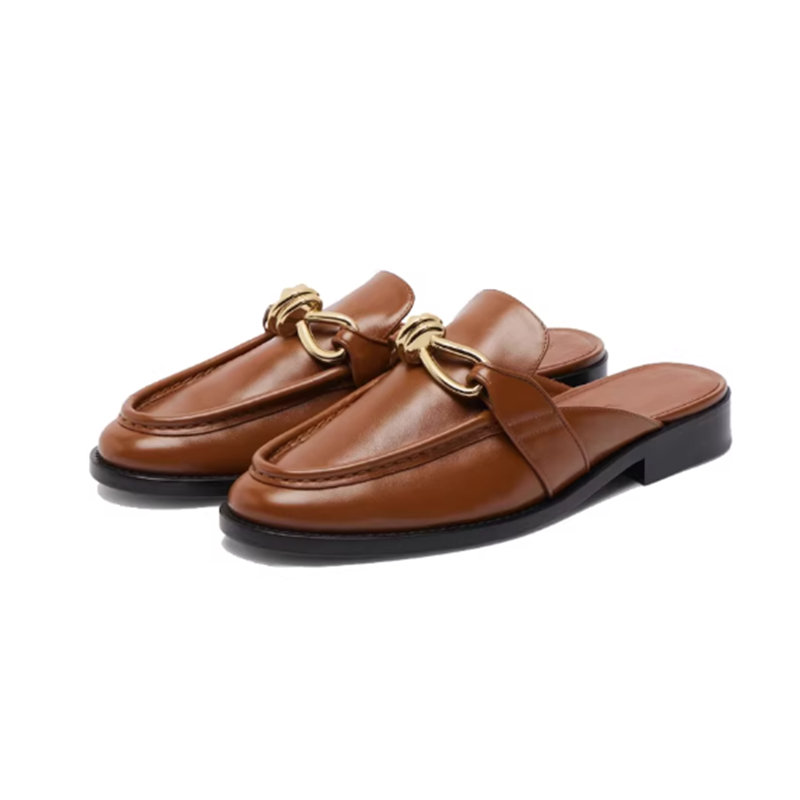 Halfslippers met metalen gesp  - Slip On Mule Flat recensie en prijs