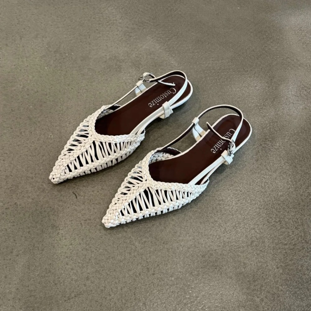 Gepunte geweven Romeinse sanda - Slip On Mule Flat recensie en prijs