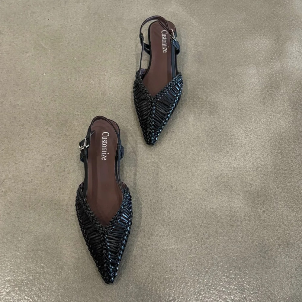 Gepunte geweven Romeinse sanda - Slip On Mule Flat recensie en prijs