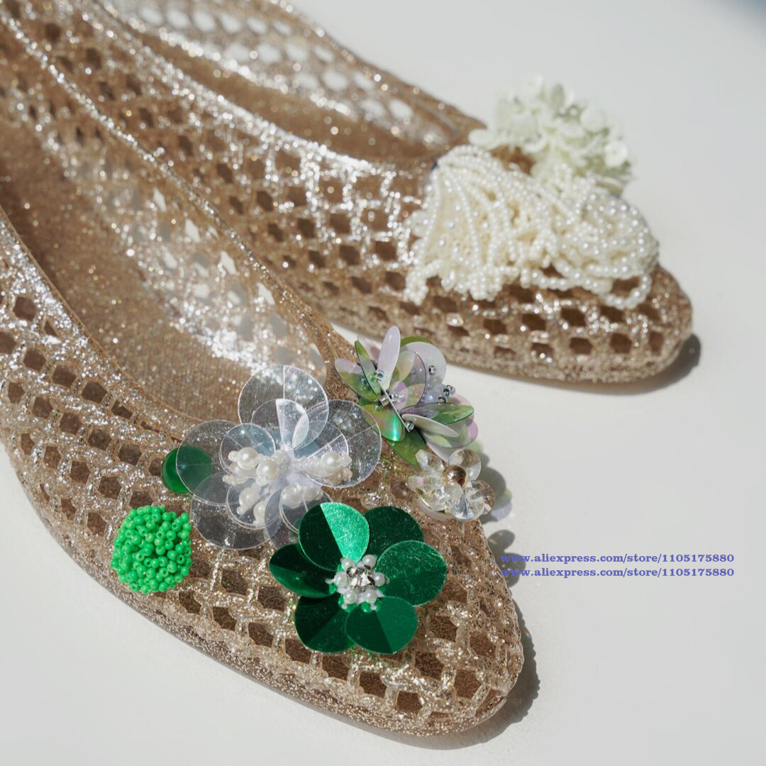 Glimmende gouden holle jelly f - Slip On Mule Flat recensie en prijs