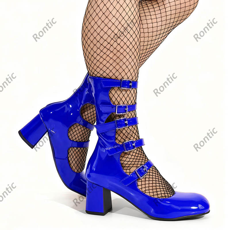 Blauwe lakleren gotische laarz - Women'S Shoes Navy Blue recensie en prijs