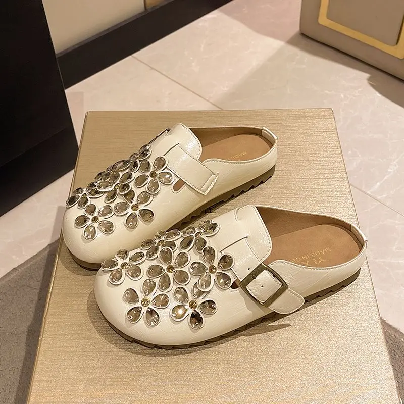 Dames Bloemen Strass Gesp Gesl - Slip On Mule Flat recensie en prijs