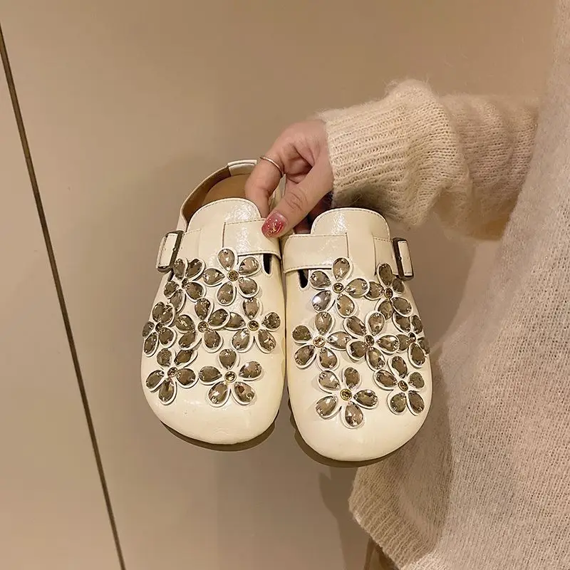 Dames Bloemen Strass Gesp Gesl - Slip On Mule Flat recensie en prijs